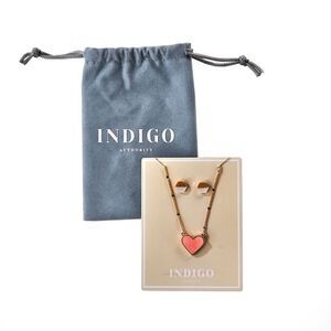 Indigo Authority Elliana Pave Heart + Earring Set NIB